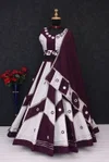 Tew Roman Silk Mirror Work Navaratri Lehenga Choli